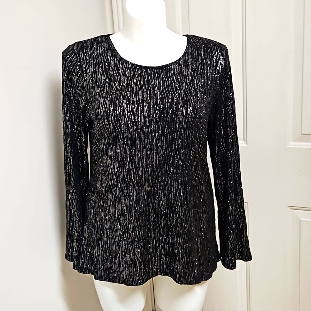 Vintage 80s Style Accent Metallic Blouse